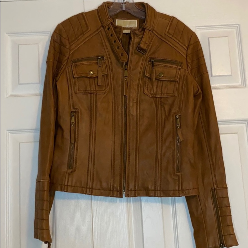 Michael Kors camel leather jacket